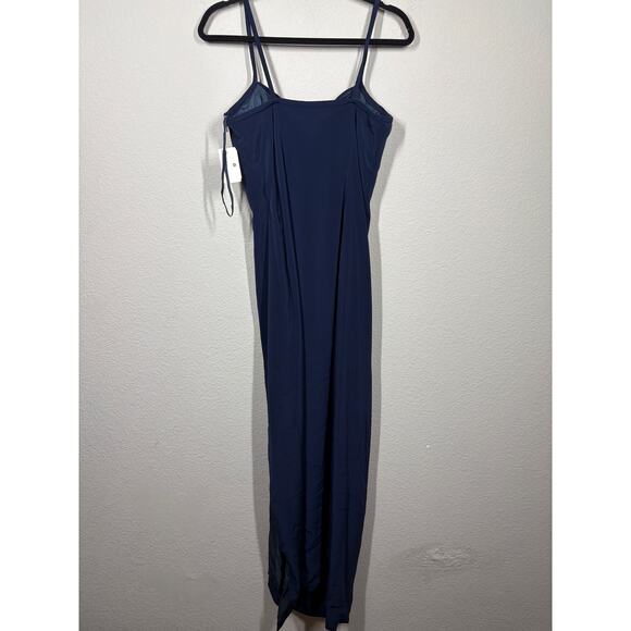 Niteline Della Roufogali 10 Pleated Crisscross Maxi Gown Navy Sweetheart - Picture 3 of 9